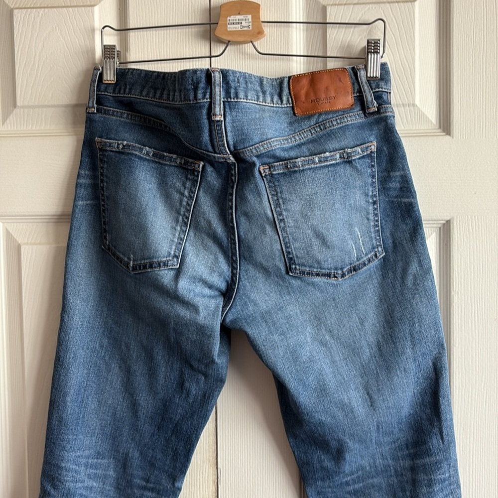 Moussy Straight Leg Blue Jeans with Raw Hem - Picture 12 of 15